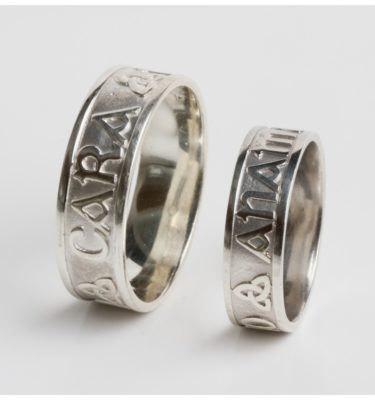 زفاف - Mo Anam Cara - Celtic Wedding Ring Set - Solid White Gold Band  (Soul Mate in Irish)