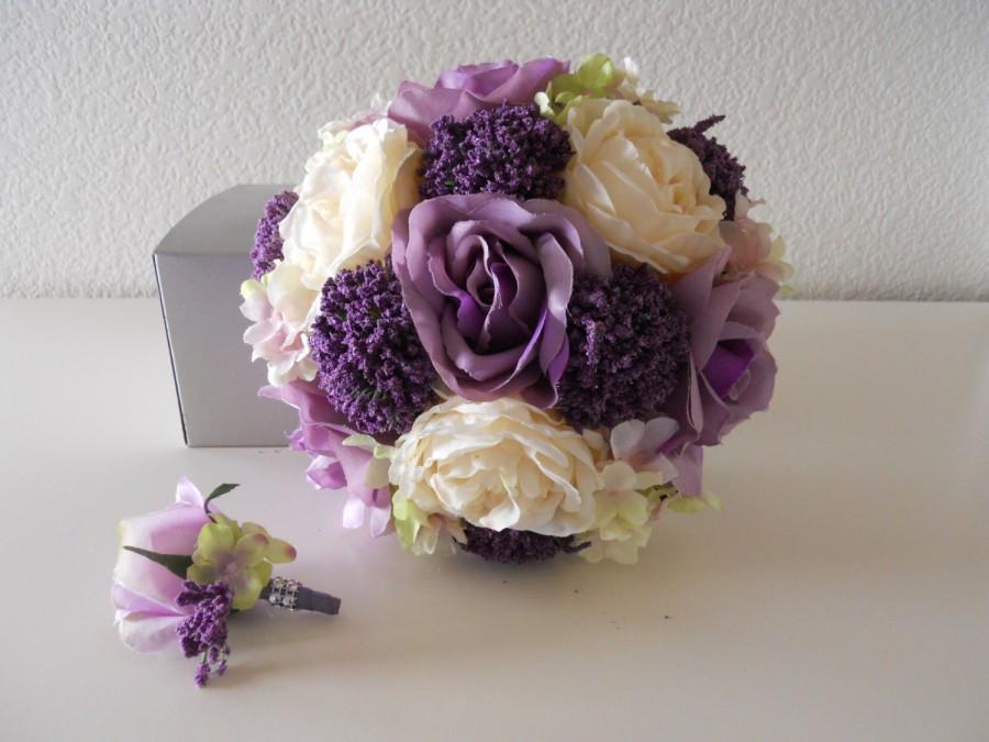 Wedding - Purple, Lilac, Lavender and Ivory Bridal Bouquet