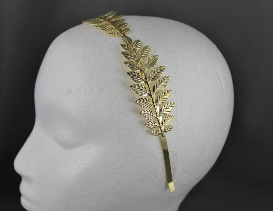 Hochzeit - Gold leaf headband Laurel crown Leaves hair band greek toga roman costume greek goddess head piece coronas branch
