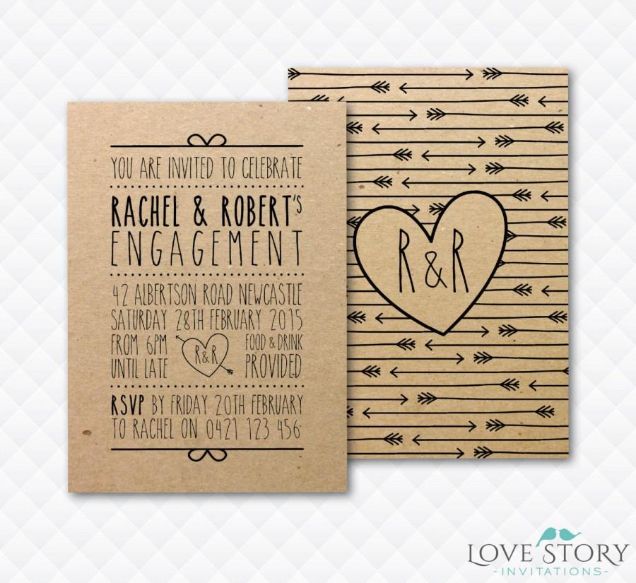 زفاف - DIY Printable ~ Heart Invitation ~ Arrow Invitation ~ Boho Invitation ~ Rustic ~ Engagement Invites ~ Kraft Paper ~ Print Your Own