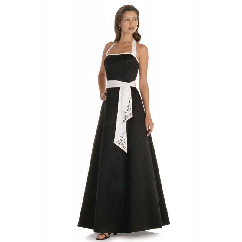 Hochzeit - Simple A-line Halter Embroidery Floor-length Satin Bridesmaid Dresses - Dressesular.com