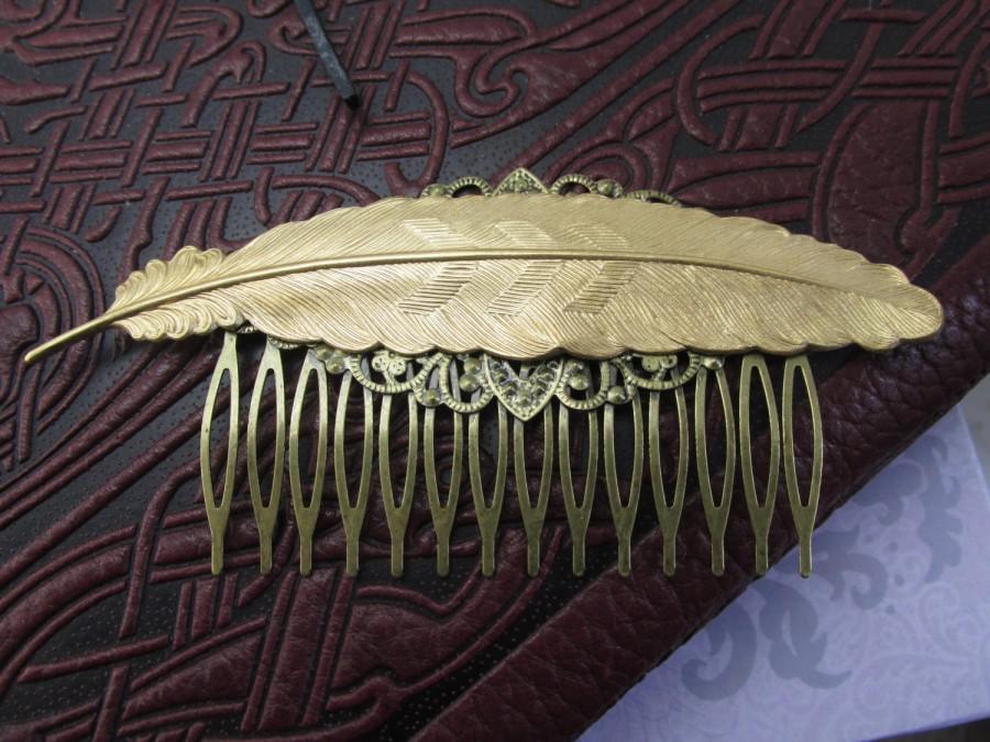 Mariage - Big Feather Hair Comb Woodland Wedding Vintage Hair combs Bridal Hair Accessories Decorative Combs feather Hair comb