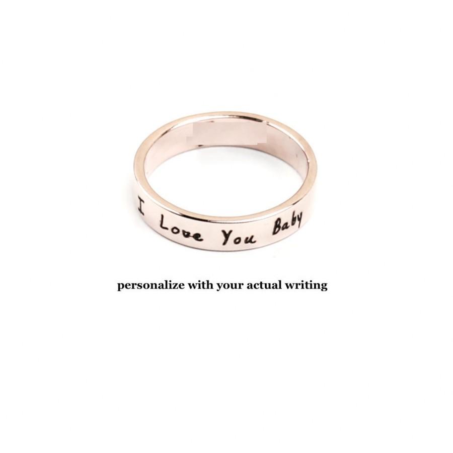 Свадьба - Handwriting Ring, Personalized Rose Gold Ring, Signature Ring, Custom Handwriting, Gifts For Him, Gift For Her, Wife Gifts, Gift For Husband