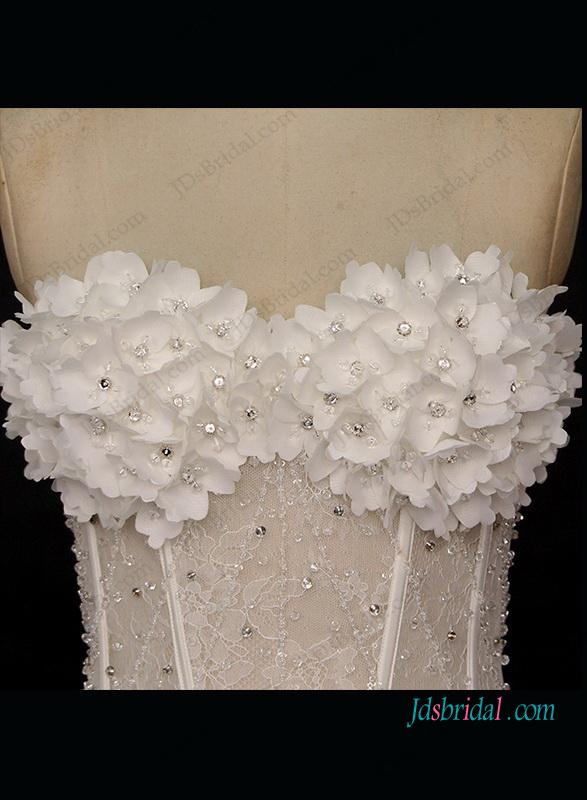 زفاف - Sexy florals see through bodice ruffles ball gown wedding dress