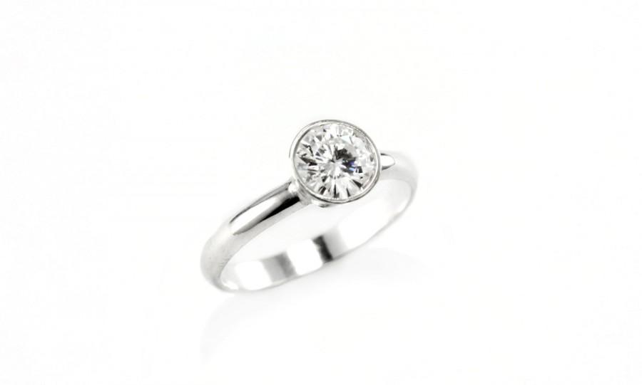 زفاف - Low Profile Moissanite Ring - Sterling Silver 14k Yellow, Rose Gold 14k Palladium White Gold 950 Palladium - Engagement Wedding Promise Ring
