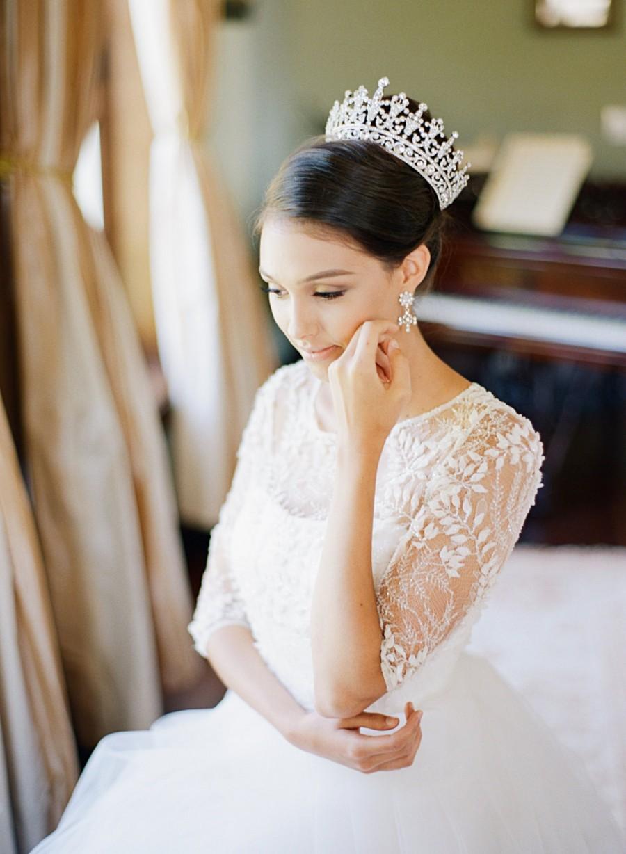 زفاف - Full Bridal Crown,  Swarovski Crystal Wedding Crown, PORTIA Silver Bridal Diadem, Crystal Wedding Tiara, Diamante Tiara, Bridal Tiara