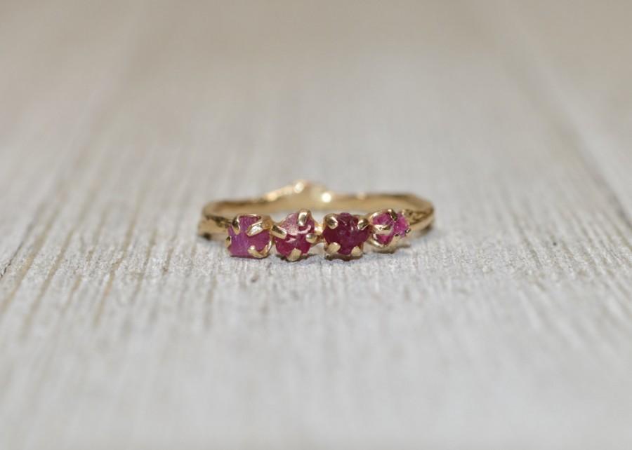 زفاف - Uncut Ruby Garland Ring - Solid Gold or Platinum Customizable Rough Cut Twig Engagement Ring