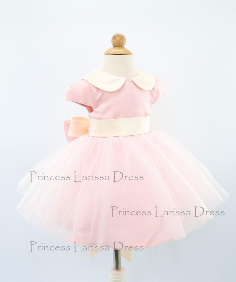 زفاف - Dusty Rose Cap Sleeve Pageant Dress, Infant Thanksgiving Dress, Baby Christmas Dress, Toddler Birthday Dress for Girls, PD120