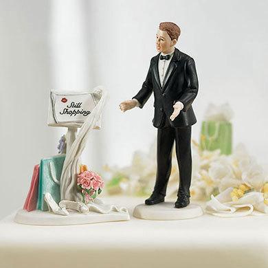 Wedding - Still Shopping Message Board or Groom Wedding Cake Toppers Mix and Match Unique Porcelain Hand Painted Figurines Sold Separately
