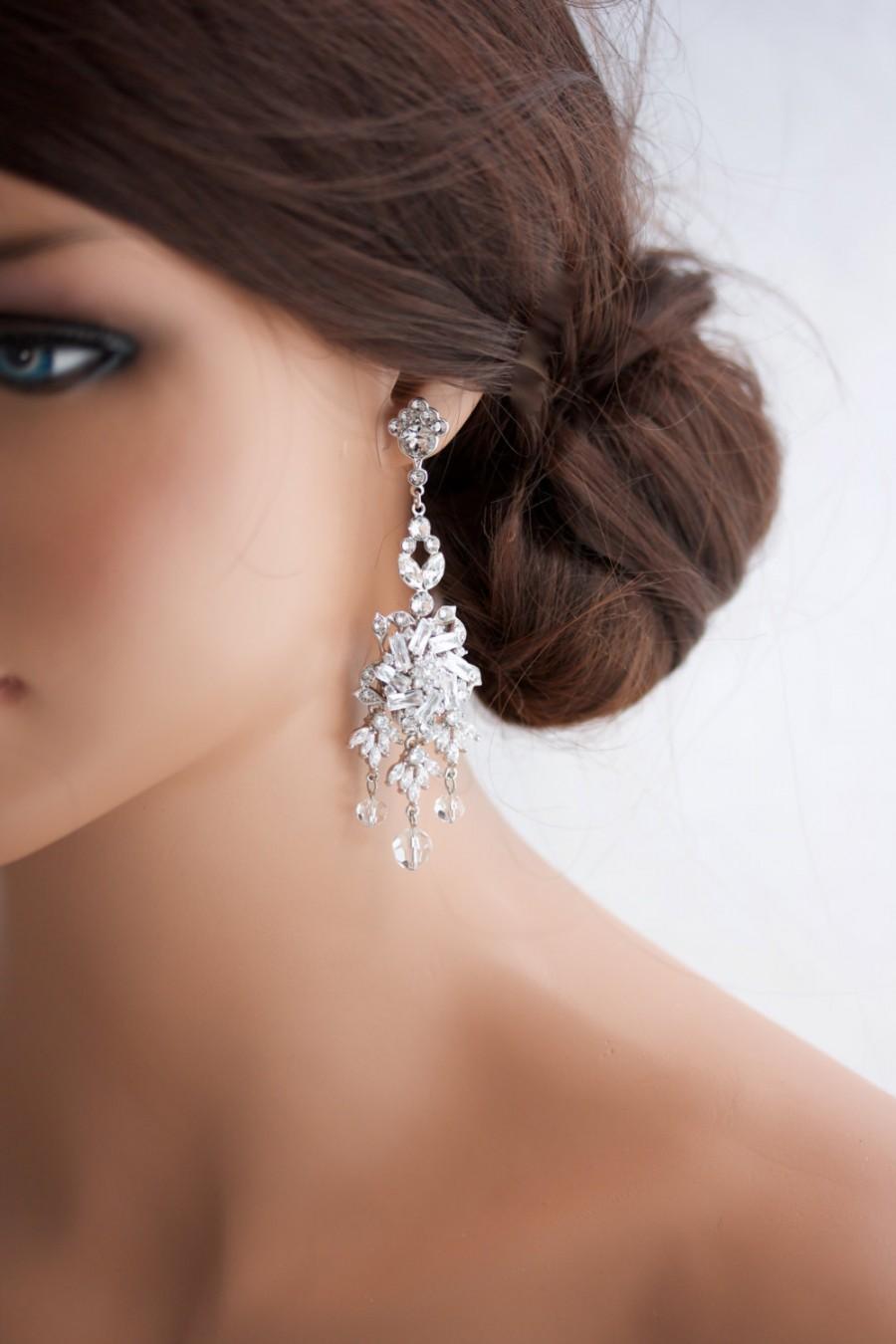 Mariage - Wedding Chandelier Earrings Crystal Chandelier Earrings Bridal Statement Earrings Wedding Jewelry AINSLIE