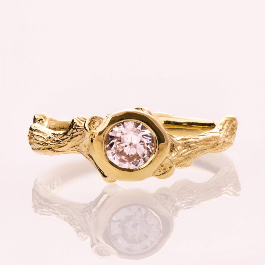 زفاف - Twig Engagement Ring - 14K Gold and Moissanite engagement ring, engagement ring, leaf ring, Forever one moissanite, art nouveau, vintage, 10