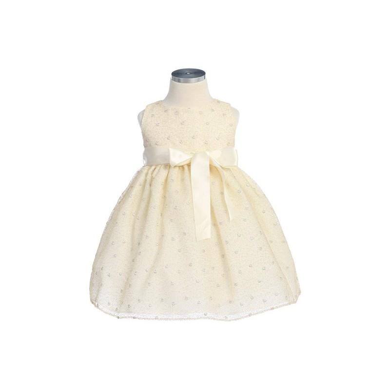 زفاف - Champagne Flower Girl Dress - Metalic Embroidered Mesh Dress Style: D2620 - Charming Wedding Party Dresses