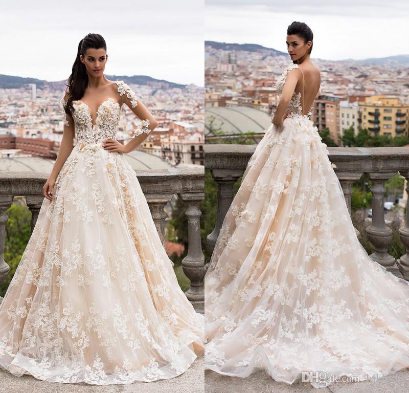 Mariage - Milla Nova BELLA 2017 Dream Bridal Sheer Long Sleeves Full Lace Wedding Dresses Illusion Neck Floor Length Backless Wedding Dress Custom Lace Luxury Illusion Online with 205.72/Piece on Hjklp88's Store 
