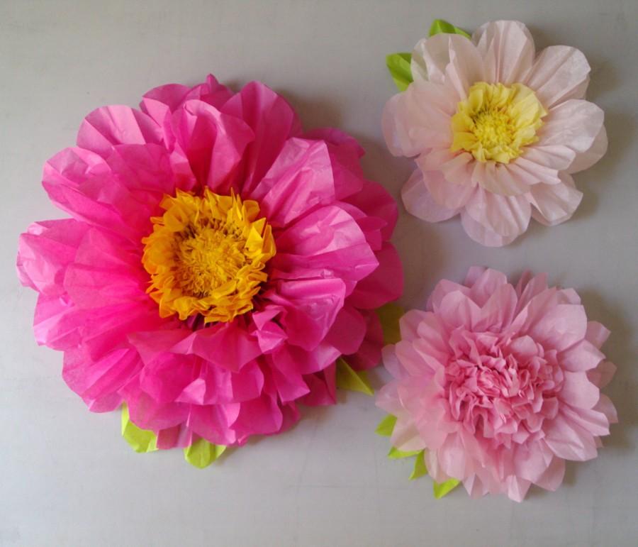 زفاف - Set of 3 Giant Paper Flowers (Hot Pink)- Perfect Decorations for Wedding,Birthday Party&Baby Shower