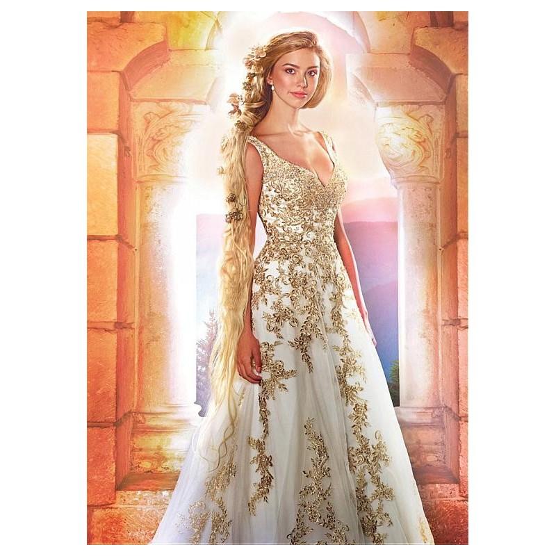زفاف - Fabulous Tulle V-neck Neckline A-line Wedding Dresses with Beaded Lace Appliques & Rhinestones - overpinks.com