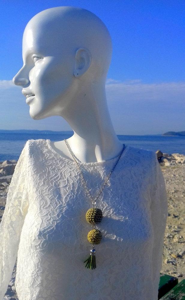 Mariage - Crochet necklace, retirement gift, beaded necklace, knitted necklace, boho necklace, eco friendly, gift for her, dangling, Christmas gift