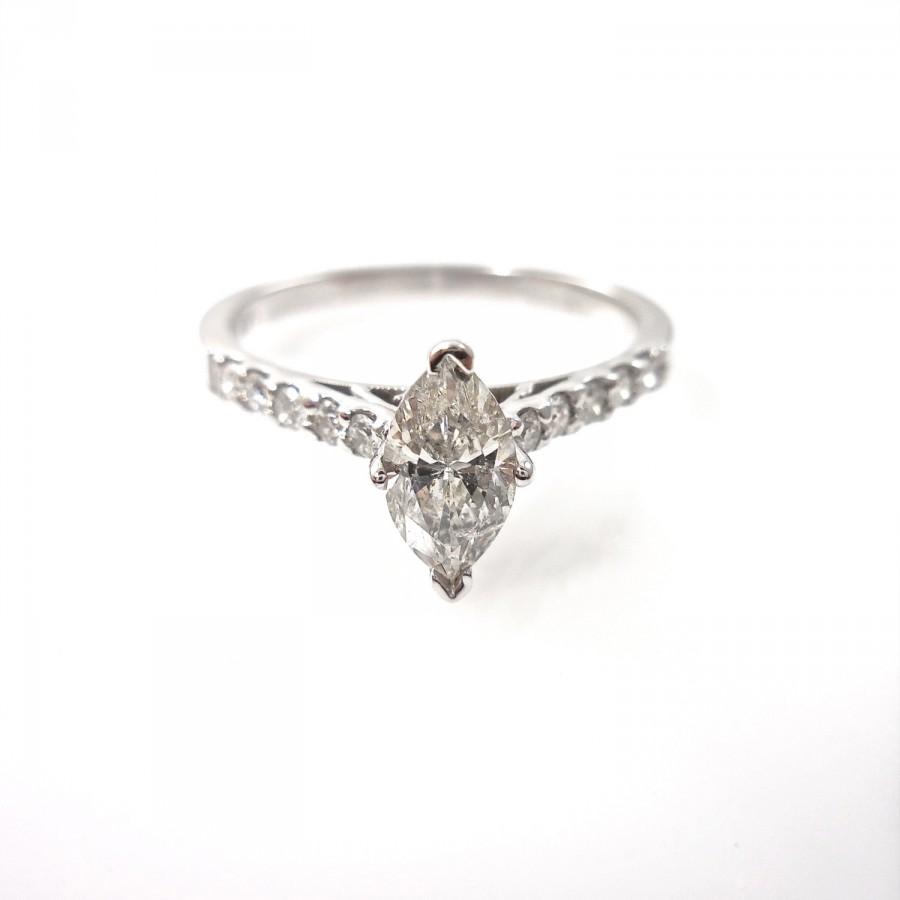 زفاف - Marquise Diamond Ring, Marquise Engagement Ring, 3/4 Carat, Filigree accent, Pave Diamonds, Natural Conflict Free Diamonds, Stacking Ring