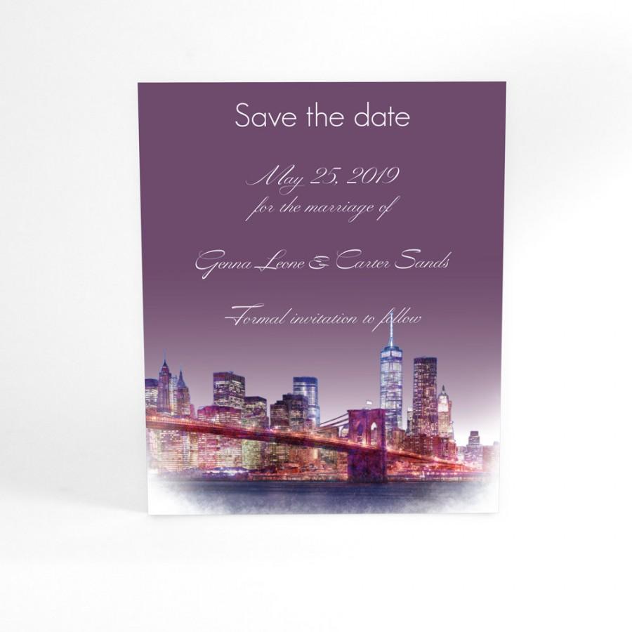 Hochzeit - Penthouse Dreams, New York Manhattan wedding stationery save the dates from watercolor, modern typography, custom wording and colors, ombre