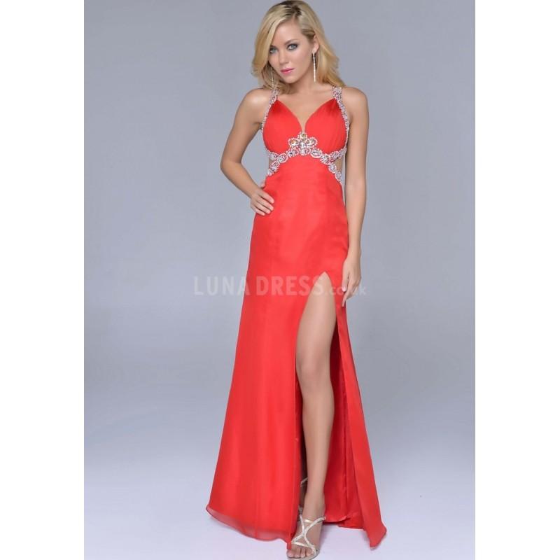 Mariage - Honorable Sleeveless Floor Length A line Halter Chiffon Prom Gown With Side Slit - Compelling Wedding Dresses