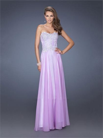 زفاف - Popular Sweetheart A-line Lace Chiffon Prom Dress PD2611