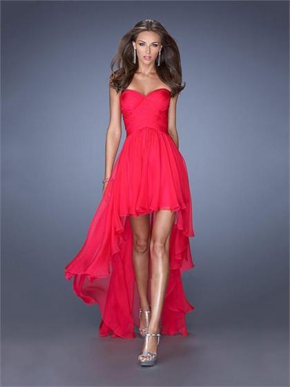 زفاف - Sweetheart Ruched Bodice High Low Prom Dress PD2607