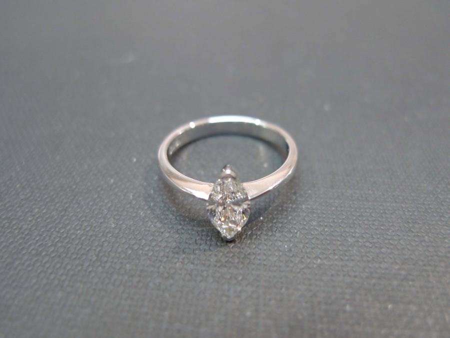 زفاف - Marquise Diamond Ring / Engagement Ring / 0.60ct Marquise Diamond Engagement Ring / Diamond Band / Wedding Rings in 14K & 18K White Gold