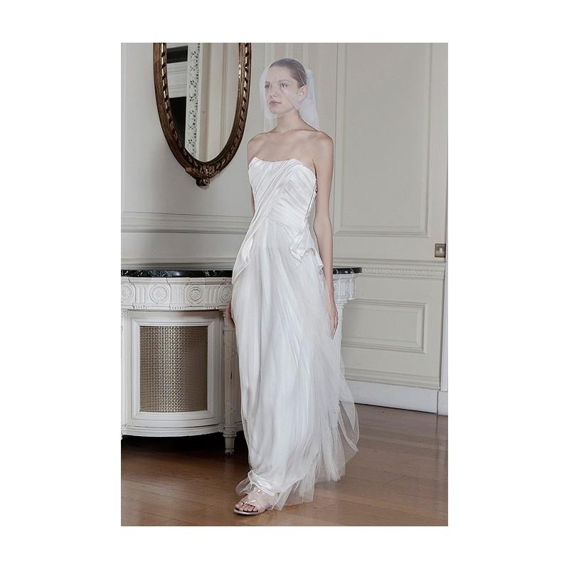 Свадьба - Sophia Kokosalaki - Spring/Summer 2014 - Panoreia Strapless Silk Satin and Tulle A-Line Wedding Dress with a Scoop Neckline - Stunning Cheap Wedding Dresses