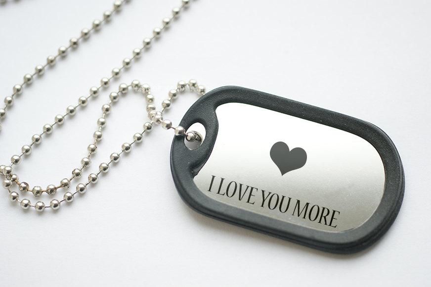Wedding - Pendant Necklace mens, Gift box, i love you more, men, women, Valentines Day, Personalized Necklace, Gift,personal, alloyed steel