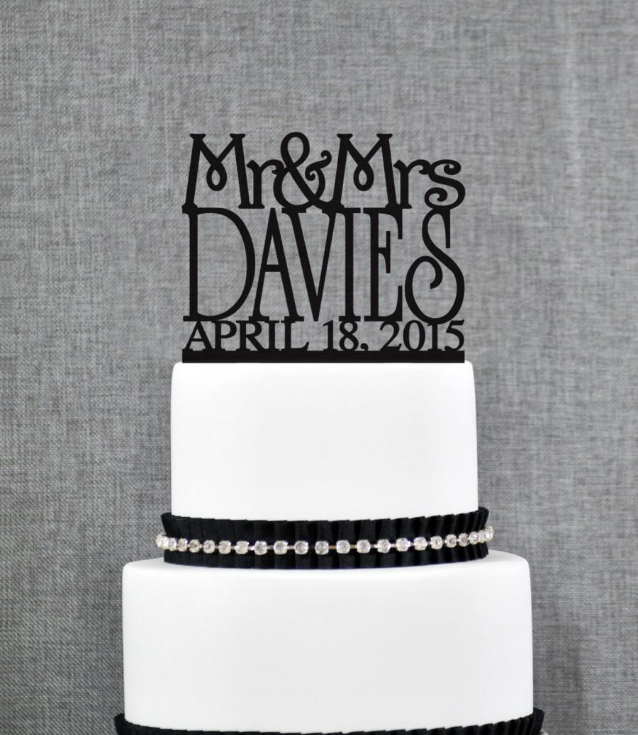 زفاف - Mr and Mrs Cake Topper Custom Colors, Personalized Last Name Topper, Elegant Modern Topper, Perfect Engagement Gift, Bridal Present (T011)