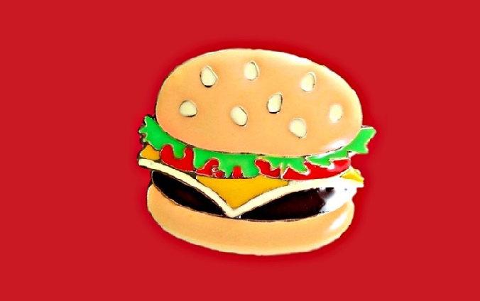 Mariage - Hamburger food enamel pin, burger lovers pin, cute fashion burger enamel pin