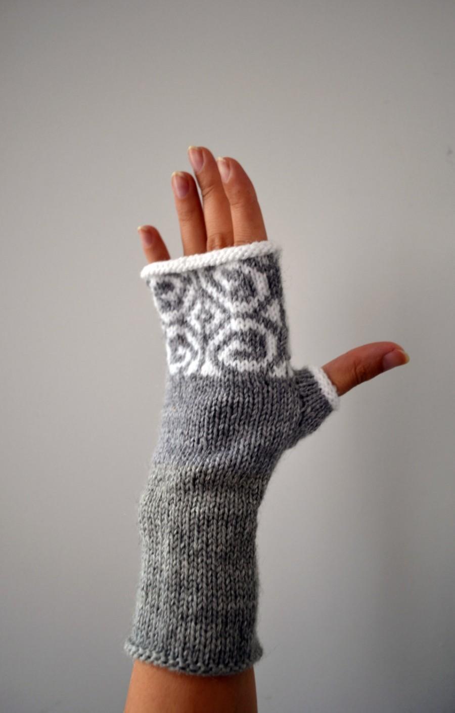 Mariage - Gray Fingerless Gloves - Wool Gloves - Winter Accessories - Minimalist Gloves - Gift Ideas nO 33.