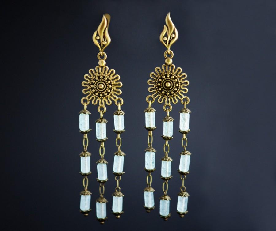 Свадьба - Gemstone Cluster Earrings Gemstone Earrings Blue Cluster Earrings Blue Stone Earrings Blue Earrings Wire Wrapped Earrings Dangle Earring kjn