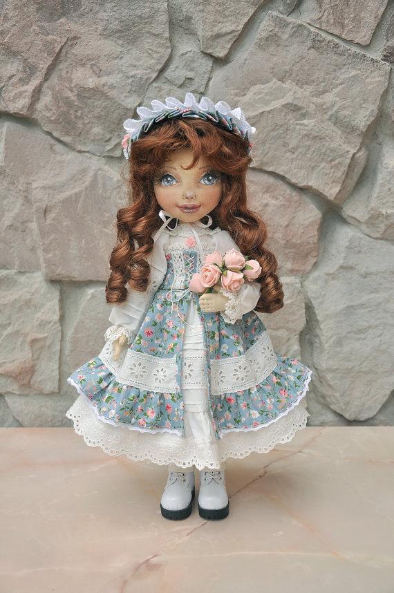 Hochzeit - DISCOUNT 15% Textile doll, decorative doll,collectible dolls , doll cotton, rag doll