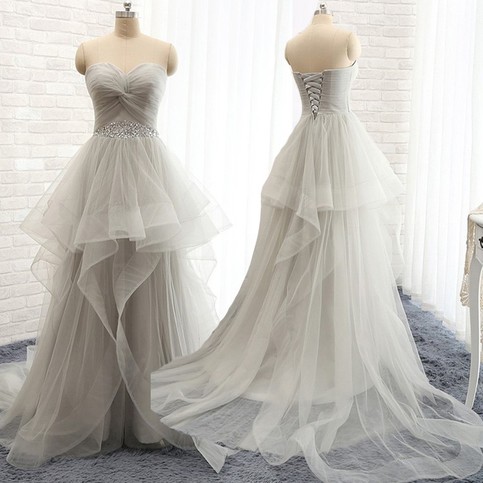 Hochzeit - Charming Prom Dress - Light Grey A-Line Sweetheart Waist with Beaded from Dressywomen