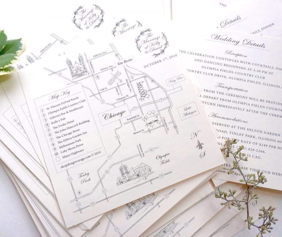 Hochzeit - THE Classic • Hand-drawn Wedding Map with Personalized Calligraphy & Illustrations 