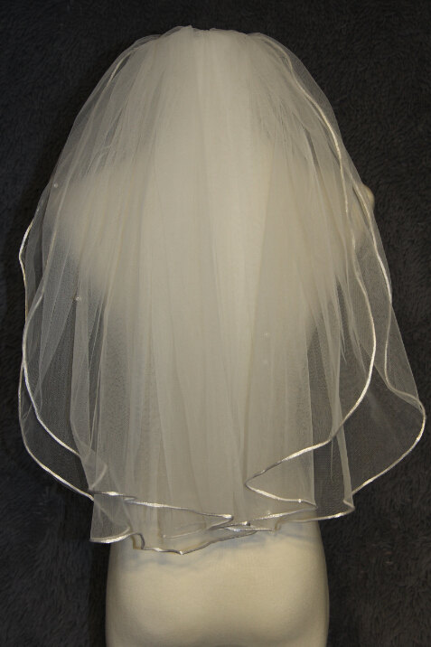 Hochzeit - 2T rope edge veil wedding veil bridal veil white ivory pearls