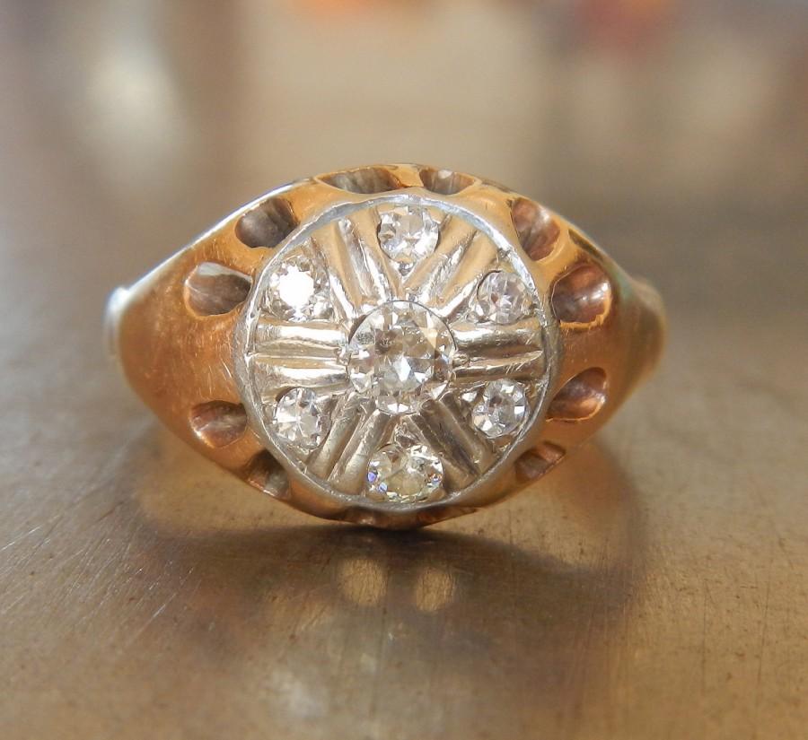 زفاف - Vintage Diamond Ring - 1930s Engagement Ring - Art Deco Engagement Ring - Antique Engagement Ring - Platinum Diamond Engagement 18k Gold