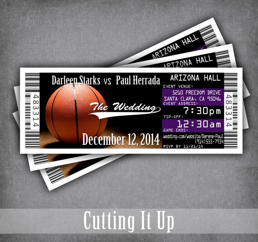 Mariage - Basketball Wedding Ticket Invitation, Basketball Wedding, Sport Wedding Invitations, Save The Date, Los Angeles Lakers, Sacramento Kings