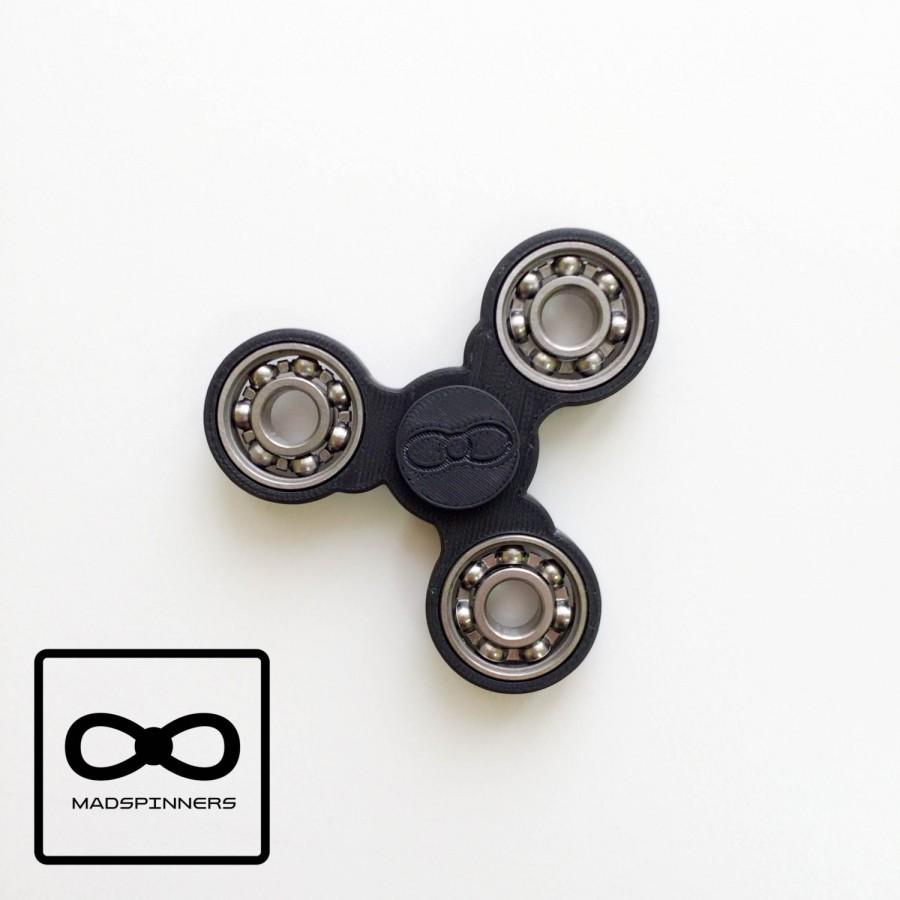 زفاف - Black Fidget Spinner Toy - Tri-spinner - Hand Finger - Restless Hand Toy - EDC - ABS plastic - 3d printed