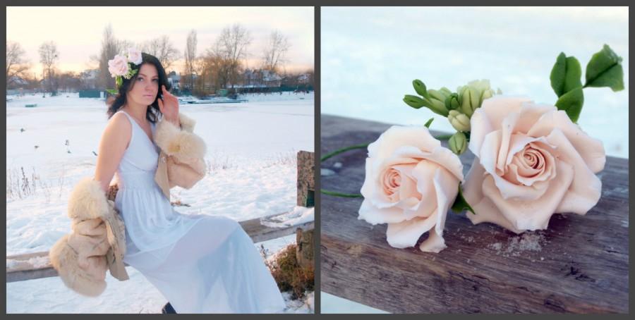 Свадьба - Rose Flower Crown Floral Headband Cream rose ,cream rose Romantic Wreaths Boho Chic
