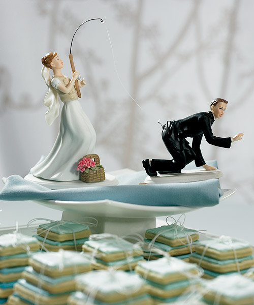 Wedding - Gone Fishing Bride or Groom Bride No Fishing Wedding CakeToppers -Porcelain Romantic Individual Figurines Mix and Match Sold Separately