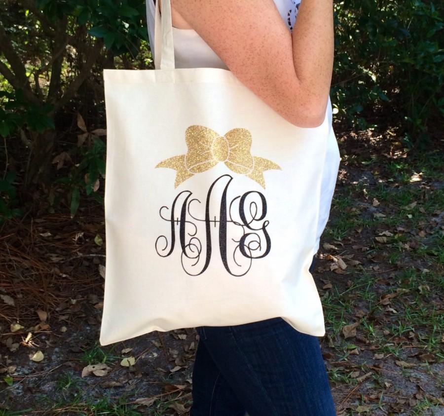 Свадьба - Monogrammed Tote Bag, Glitter Monogram tote bag, Bridesmaid gifts, Christmas gifts, Cheer team Gifts, Lightweight, Personalized Tote Bag