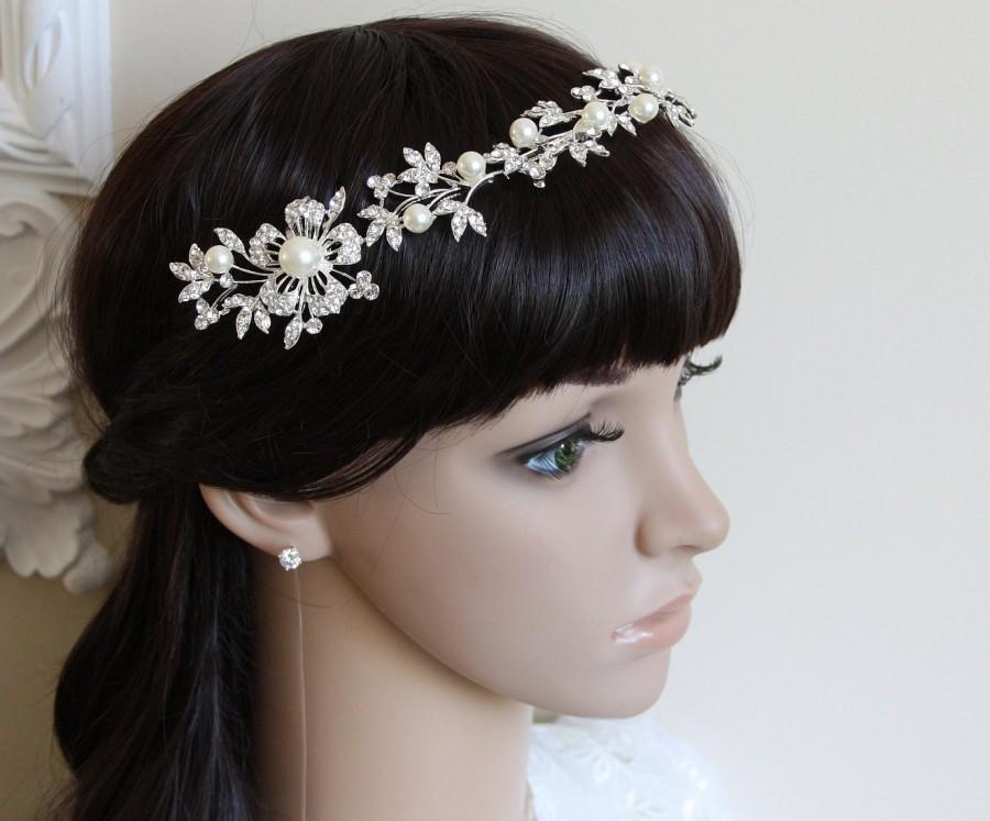 Hochzeit - Bridal Hair Piece, Bridal Crown, Pearl Tiara, Crystal Tiara, Bridal Comb Tiara, Bridal Hair Accessories, Bridal Jewelry, Bridal Crown