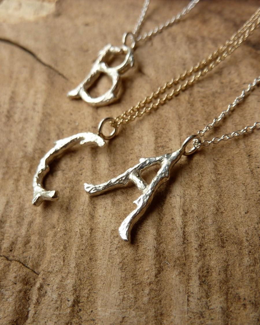 زفاف - Silver Branch Initial Necklace