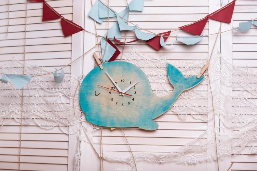Свадьба - Whale Wall clock, Gift idea, Christmas gift,
