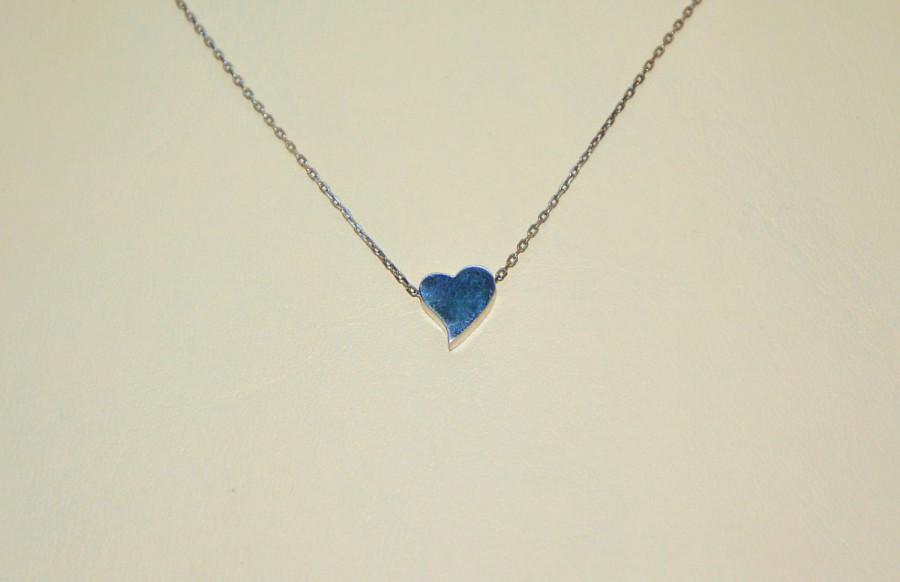 زفاف - Tiny dainty heart necklace, initial necklace, delicate necklace, thin necklace, silver heart necklace, toddler gift, minimalist
