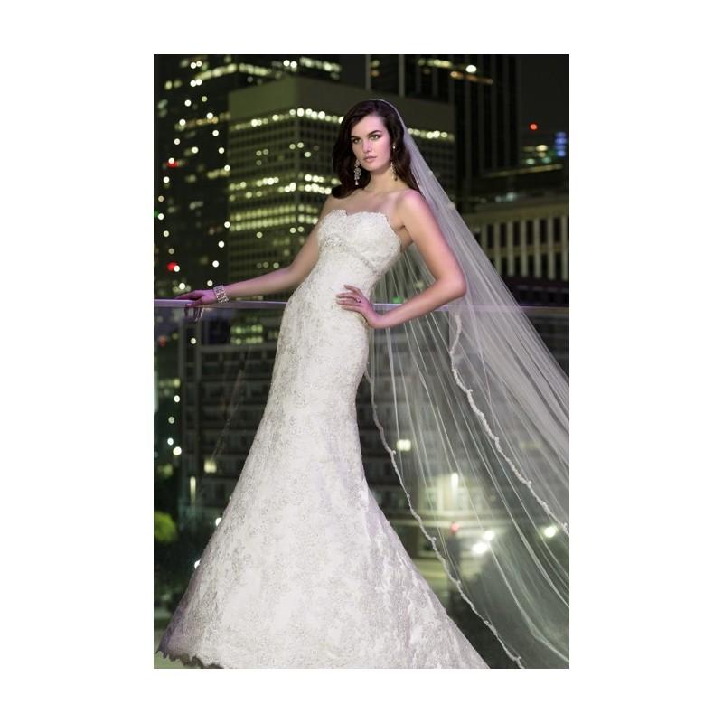 زفاف - Essense of Australia - 2013 - Style D1398 Strapless Lace and Satin A-Line Wedding Dress with Beaded Empire Belt - Stunning Cheap Wedding Dresses