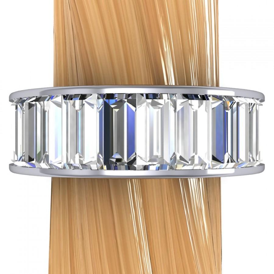 زفاف - Diamond Engagement Ring in Platinum, All Diamond Wide Band, Also Wedding or Anniversary Ring - Free Gift Wrapping