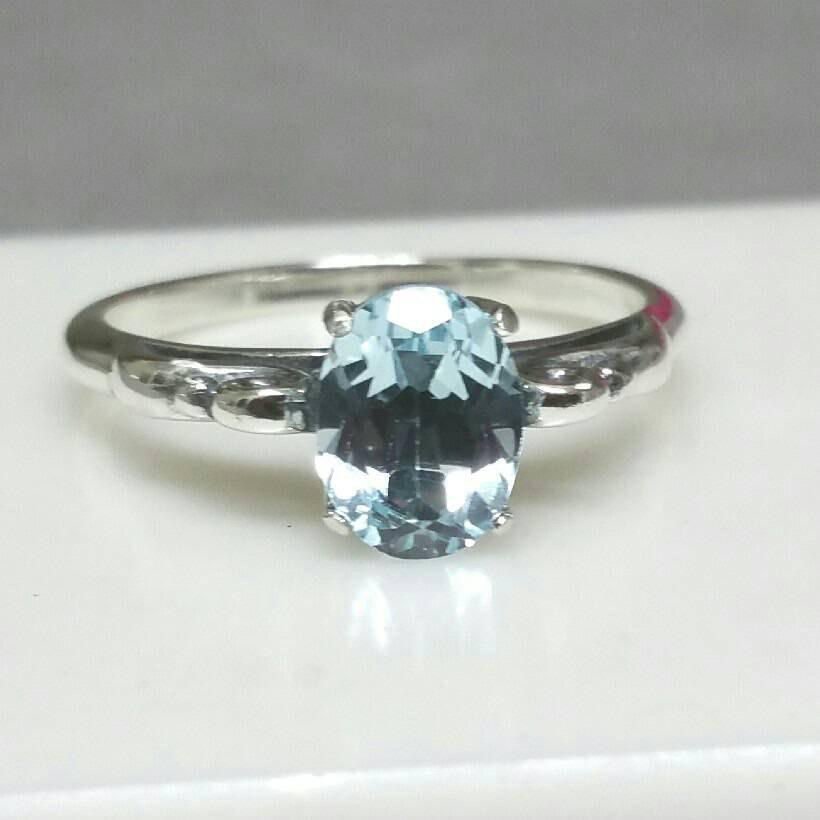 زفاف - Blue Topaz Ring, Antique Style Engagement Ring, Blue Ring, Size 8 Ring, Sterling Silver, Blue Topaz, December Birthday Maggie McMane Design