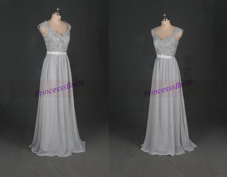 Wedding - 2016 long gray chiffon bridesmaid dress hot,latest elegant women dress for prom party,affordable bridesmaid gowns in stock.